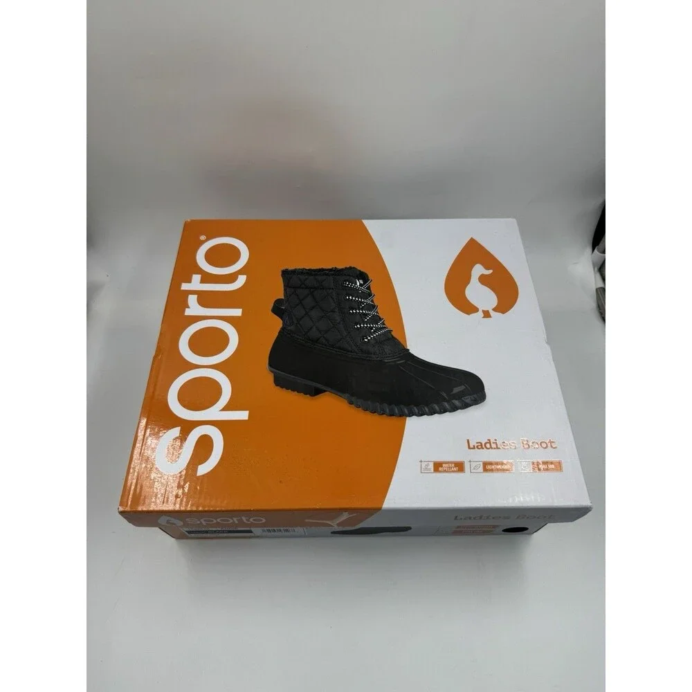 Sporto “Andie” Women’s Insulated Waterproof & Repellent Duck Boot (Black)7 - NEW